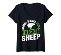 Mujer Nobody Wants Your Frickin Sheep Camiseta Cuello V