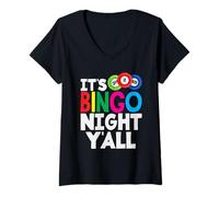 Mujer Noche de bingo Todos ustedes Jugador de bingo Ambiente Divertido Camiseta Cuello V