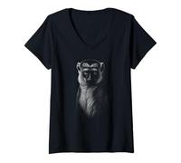 Mujer Noche de Retrato de Primates de Vida Silvestre de Mono místico Camiseta Cuello V