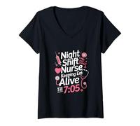 Mujer Noche Turno Enfermera Manteniendo Viva hasta 705 Dicho Divertido Camiseta Cuello V