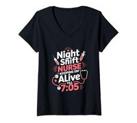 Mujer Noche Turno Enfermera Manteniendo Viva hasta 705 Dicho Divertido Camiseta Cuello V