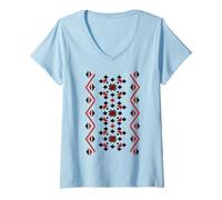 Mujer Noi Suntem Romani - Motivos de arte popular rumano tradicional Camiseta Cuello V