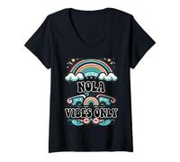 Mujer NOLA Vibes Only Cute Retro Girls NOLA Name Camiseta Cuello V