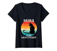 Mujer Nombre de la reunión Familiar del Grupo del Santuario del Gato Mira Camiseta Cuello V