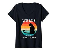 Mujer Nombre de la reunión Familiar del Grupo Wells Cat Sanctuary Camiseta Cuello V