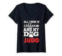 Mujer Nombre de Perro Judo Todo lo Que Necesito es café Mi Perro Llamado Judo Camiseta Cuello V