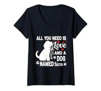 Mujer Nombre de Perro Personalizado Baron Cute Dog Pet Lover Camiseta Cuello V