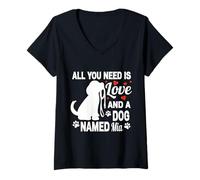 Mujer Nombre de Perro Personalizado MIA Cute Dog Pet Lover Camiseta Cuello V