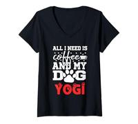 Mujer Nombre de Perro Yogi Todo lo Que Necesita es café Mi Perro Llamado yogui Camiseta Cuello V