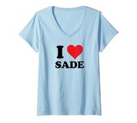 Mujer Nombre de Pila de I Heart Sade Me encantan Las Cosas Personalizadas Camiseta Cuello V