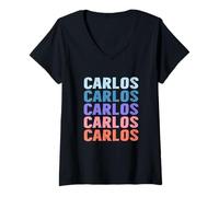 Mujer Nombre de regalo divertido Carlos Nombre personalizado Camiseta Cuello V