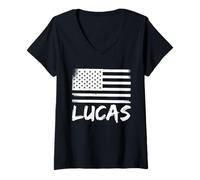 Mujer Nombre Personalizado de cumpleaños de Lucas Citizenship Camiseta Cuello V