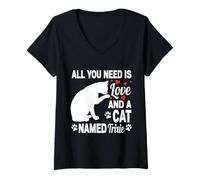Mujer Nombre Personalizado de Gato Trixie Cute Kitten Pet Lover Camiseta Cuello V