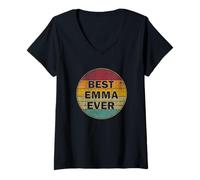 Mujer Nombre Personalizado Emma I Love Emma Retro Vintage Style Camiseta Cuello V