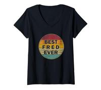 Mujer Nombre Personalizado Fred I Love Fred Retro Vintage Style Camiseta Cuello V