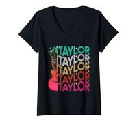 Mujer Nombre Taylor I Love Taylor Girl Groovy 80's Vintage Camiseta Cuello V