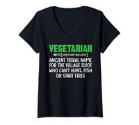 Mujer Nombre Tribal Antiguo Vegetariano para el Idiota del Pueblo Que Puede Camiseta Cuello V