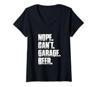 Mujer Nope Can 't Garage Beer Car Lover Mechanic Garage Car Guy Camiseta Cuello V