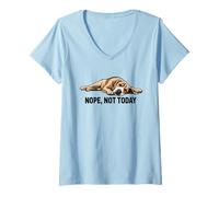 Mujer Nope Not Today Beagle Lazy Funny Dog Sploot Obra de Arte Camiseta Cuello V