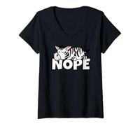 Mujer Nope Not Today Vago Pereza Wildlife Safari Cebra Perezosa Camiseta Cuello V