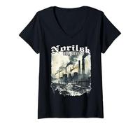 Mujer Norilsk EST. 1935 - Distopía de la Ciudad Vintage del Camiseta Cuello V