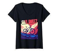 Mujer North Carolina Mountain Biking MTB Ciclismo Amante Ciclistas Camiseta Cuello V