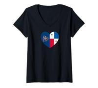 Mujer North Dakota and Panama Flags: Heart Shaped Unity Camiseta Cuello V