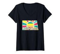 Mujer North Dakota Arte Retro de Orgullo de Dakota del Norte Camiseta Cuello V