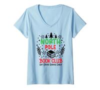 Mujer North Pole Book Club Hot Cocoa Christmas Reading Bookish Era Camiseta Cuello V