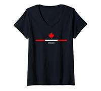 Mujer North Woods EST Hoja de arce canadiense fuerte y libre nuevo Canadá Camiseta Cuello V