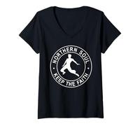 Mujer Northern Soul Dancing Guy, Mantener la fe Camiseta Cuello V