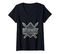 Mujer Noruega Orgullo Norse Ship Noruego Vela Escandinavia Norge Camiseta Cuello V
