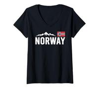 Mujer Norway Flag, Outdoor Travel, Ice Hockey Team Mountain Camiseta Cuello V