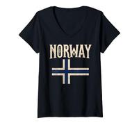 Mujer Norway with Norwegian Flag Colors. Men, Women & Kids Camiseta Cuello V