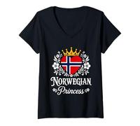 Mujer Norwegian Princess Norway Flag Proud Norwegian Girl Camiseta Cuello V