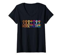 Mujer Nos levantamos juntos Orgullo LGBTQ | Orgullo de diversidad e inclusión Camiseta Cuello V