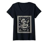 Mujer Nos levantamos levantando a Otros motivación de bondad inspiradora Camiseta Cuello V