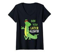 Mujer Nos vemos más Tarde cocodrilo después de un Tiempo Cocodrilo Delantero Atrás Camiseta Cuello V
