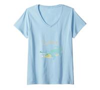 Mujer Nos vemos más tarde, divertido juego de palabras de cocodrilo broma lindo reptil Camiseta Cuello V
