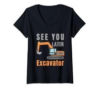 Mujer Nos vemos más Tarde Excavadora Chico Divertido Camiseta Cuello V