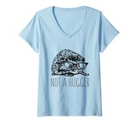 Mujer Not a Hugger Funny Erizo Antisocial Introvertido Tímido Animal Camiseta Cuello V