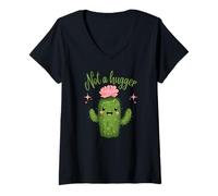 Mujer Not A Hugger Humor sarcástico Don't Touch Me Cute Cactus Camiseta Cuello V