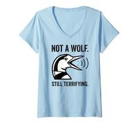 Mujer Not A Wolf Still Terrrifying Funny Bird Gráfico Humor Animal Camiseta Cuello V