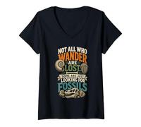 Mujer Not All Who Wander Are Lost Some Just Looking For Fossils Camiseta Cuello V