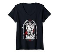 Mujer Not by Might But by Grace Christian Archangel Versículo de la Biblia Camiseta Cuello V