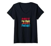 Mujer Not Far Right Just Fed Up - Political Britain Satire Fun Camiseta Cuello V