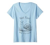 Mujer Not Fast Not Furious Funny Snail Camiseta Cuello V