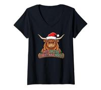 Mujer Not in The Christmas Moo-d Vaca Highland Camiseta Cuello V