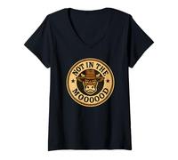 Mujer Not In The Moooood Funny Western Moody Angry Cow Sarcástico Camiseta Cuello V