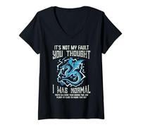 Mujer Not My Fault You Thought Normal Humor Divertido Hombres Mujeres Niños Camiseta Cuello V